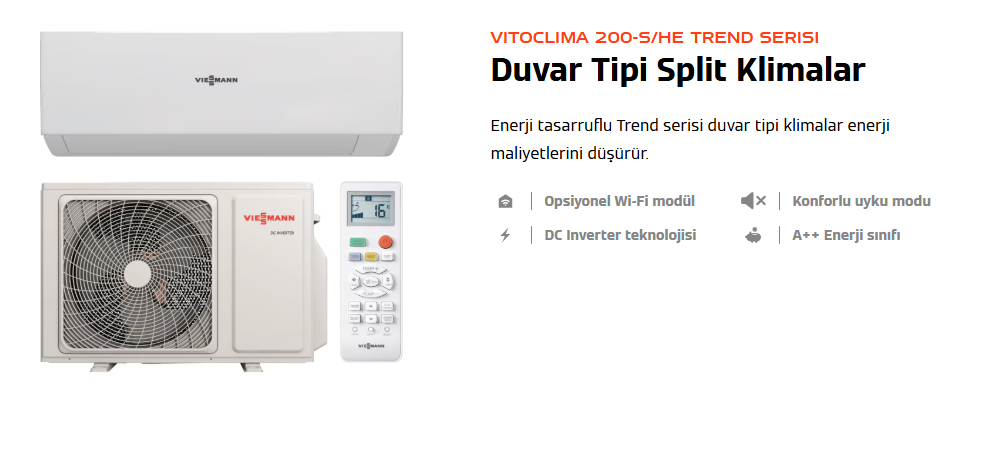 Vitoclima 200-S/HE Trend Serisi Duvar Tipi Split Klimalar
